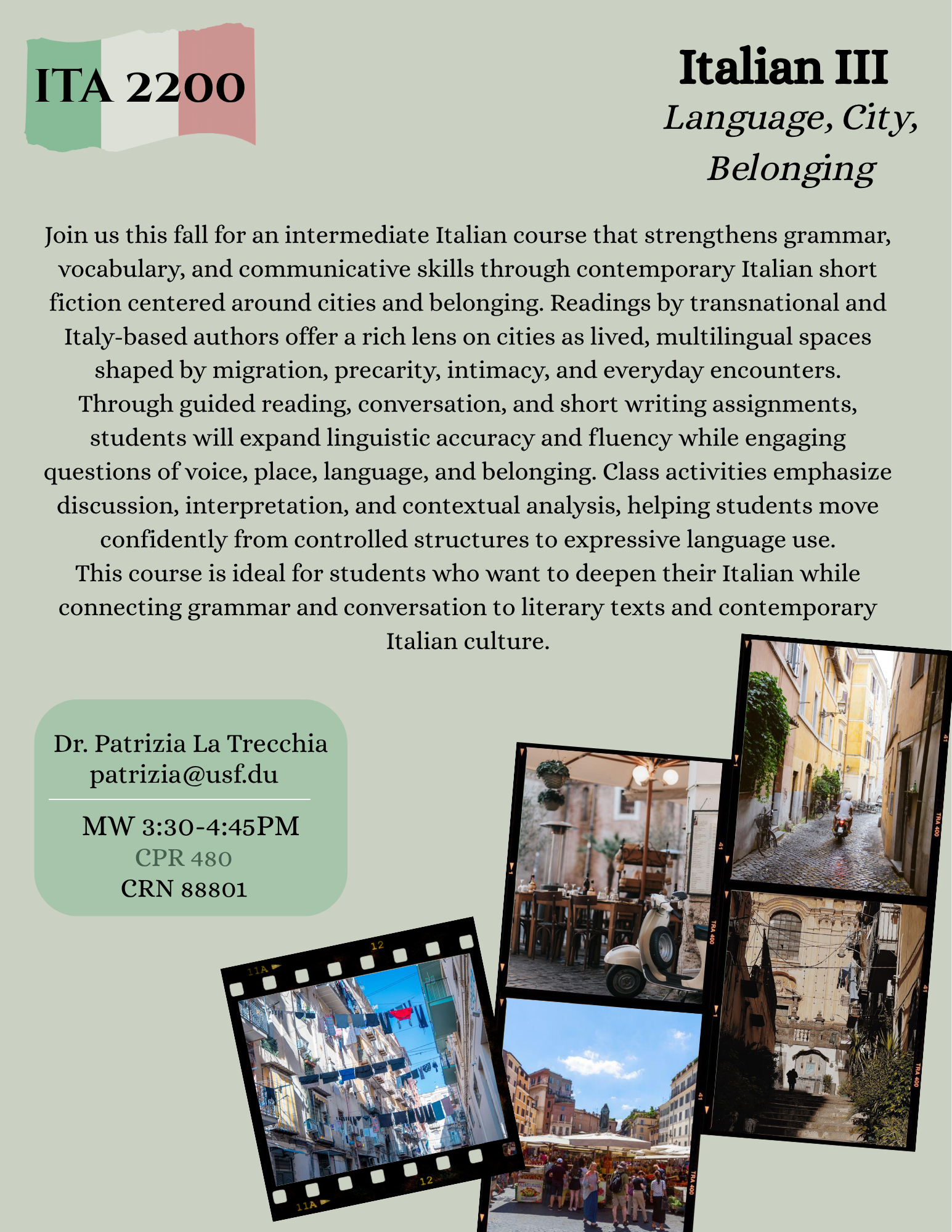 Italian III Course Flyers Fall 2026