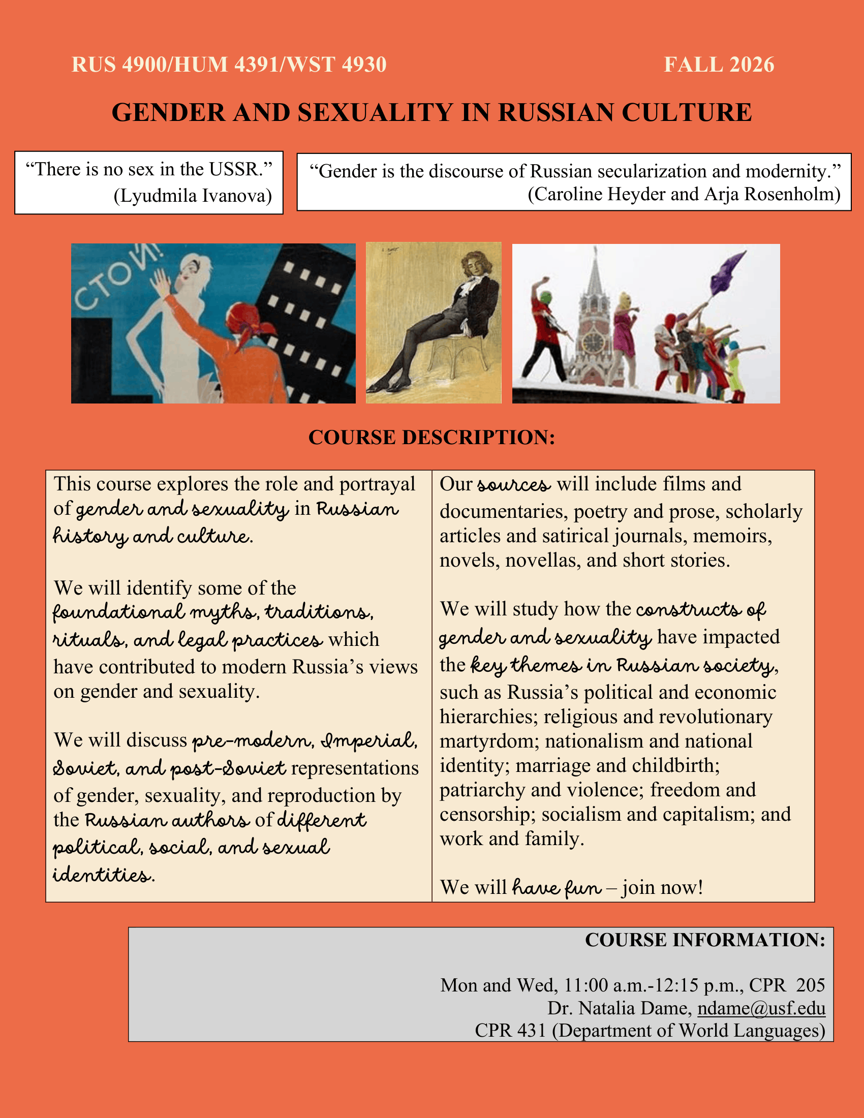 RUS 4900/HUM4391 Fall 26 Course Flyer