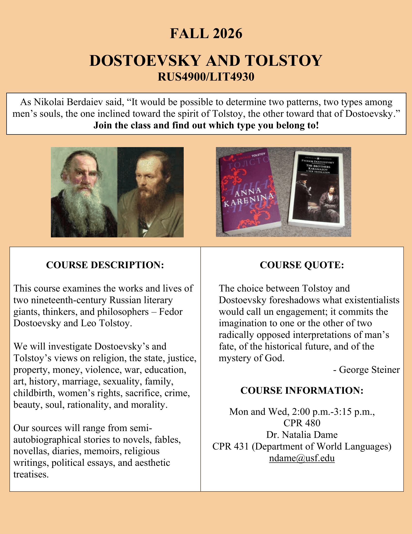 RUS 4900/LIT 4930 Fall 26 Course Flyer