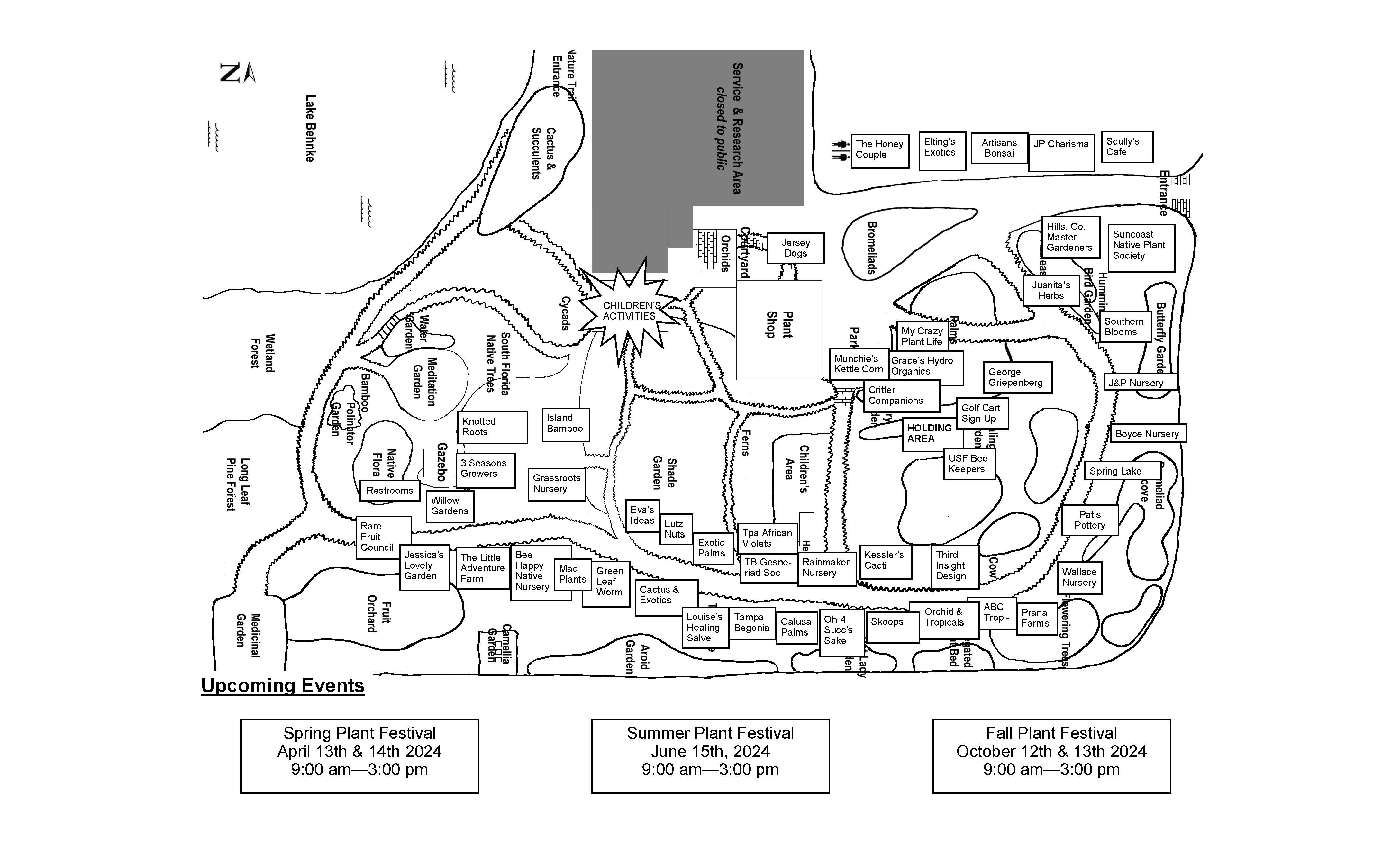 vendor map for USF Botanical Gardens Spring Plant Festival