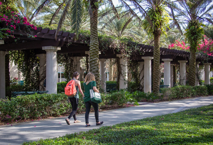 students walking on campus
