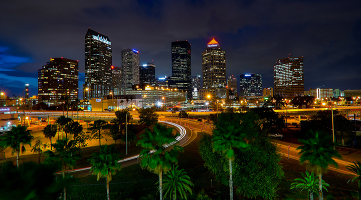 Tampa skyline at night