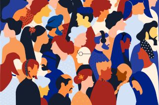 illustration of a crowd of people of different ethnicities