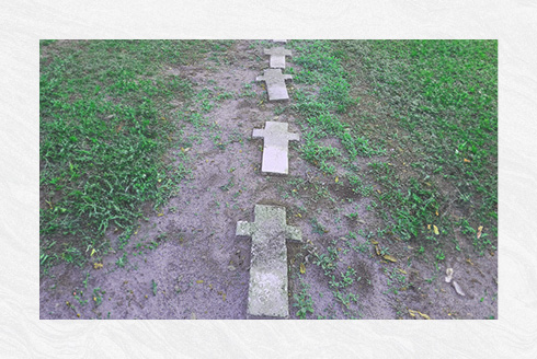gravestones in the shape of crosses