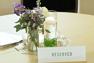Events table with Reserved placard