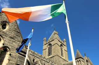 Ireland flag and building