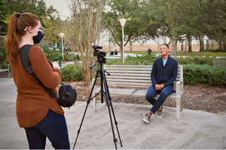 Intern filming a video