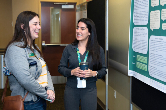 Students talking at conference