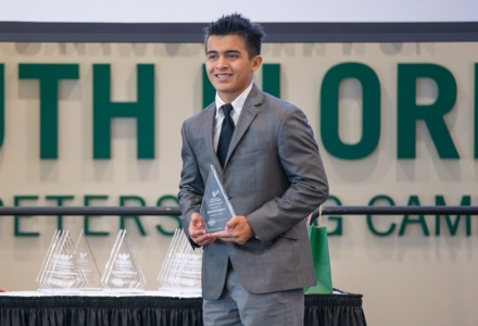 Elvis Rodriguez, undergraduate student in the School of International Global Studies. (Photo by Corey Lepak)