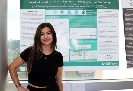 Senior Julia De Paula Silva Colombo, the first place ‘Best Poster’ winner with her presentation. (Photo by Elizabeth D’Amico)