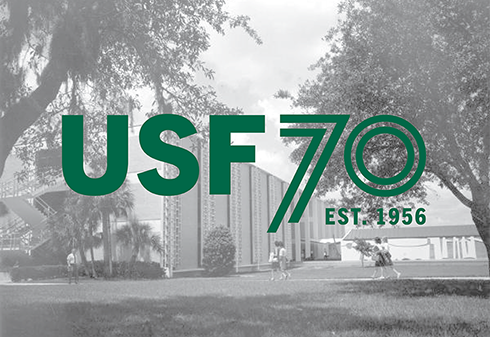 USF 70 logo over image of Chemistry building