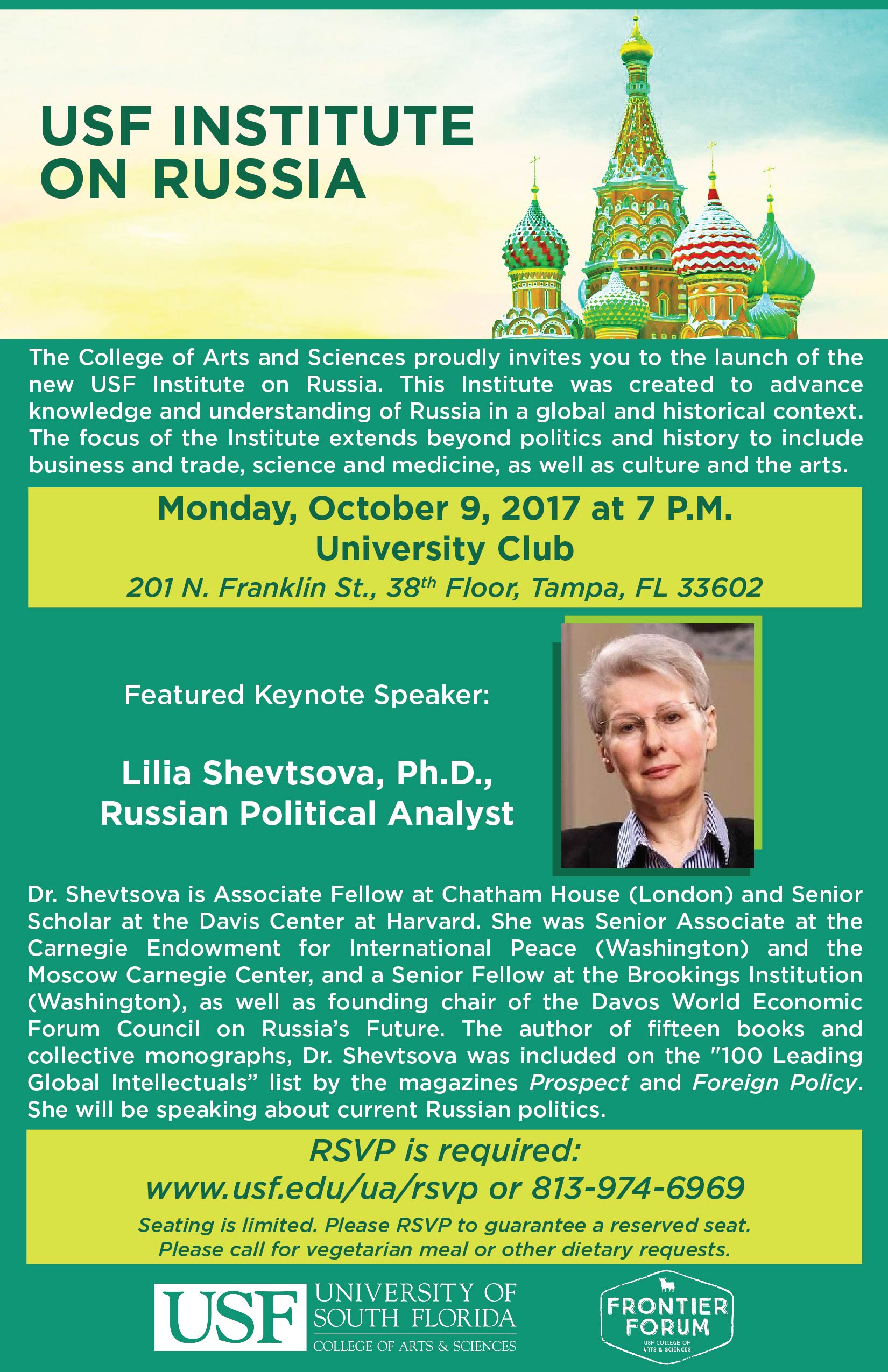 USF Institute on Russia Launch event flyer