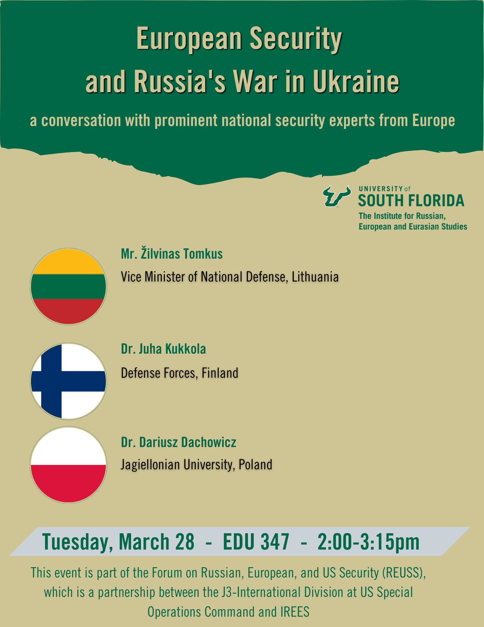 European Security and Russia's War in Ukraine event flyer