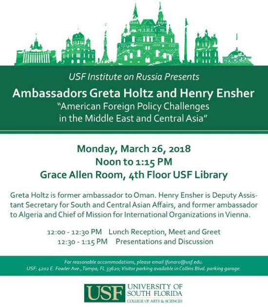 Meeting With Ambassadors Greta Holtz And Henry Ensher flyer