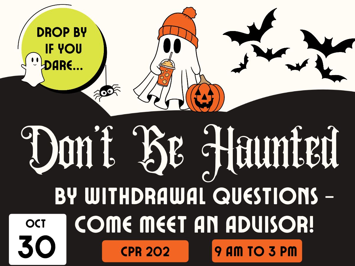Flyer for Withdrawal Support Lab 10/30 9am-3pm in CPR 202