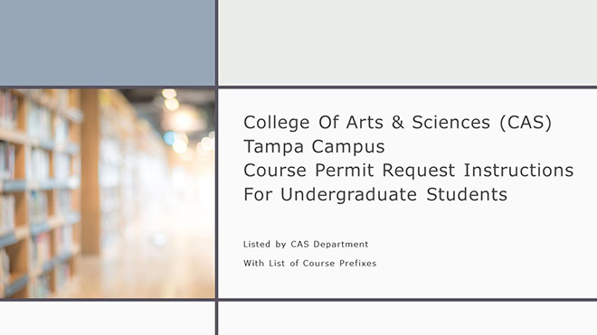 Undergraduate Course Permit Instructions for CAS Tampa Classes