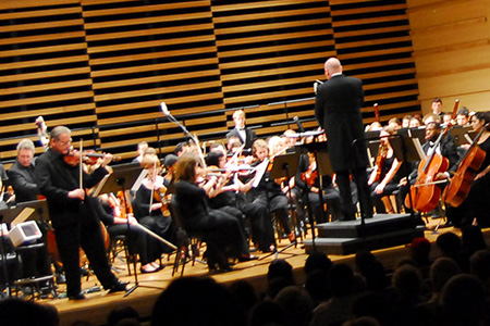 The USF Symphony Orchestra performs in the USF School of Music's Concert Hall.