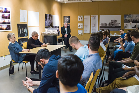USF Architecture students attending a Q&A session with visiting lecturer, Daniel Libeskind.