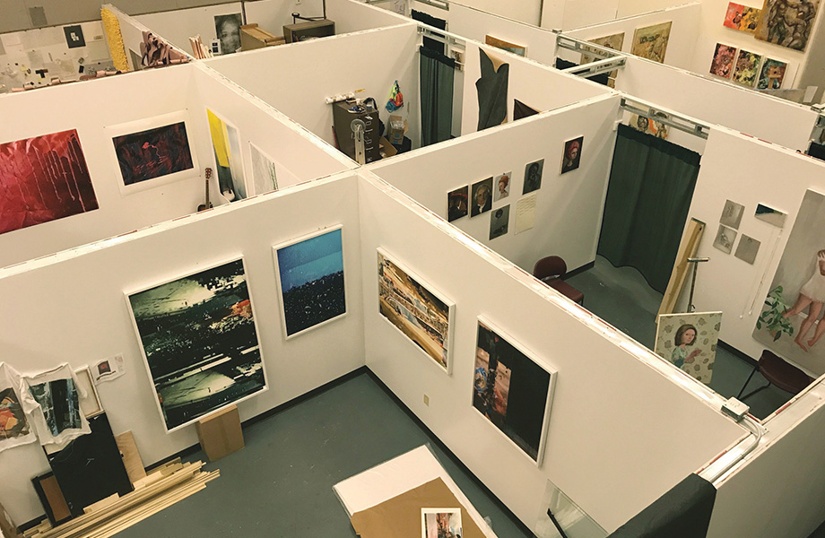 Birds-eye view of the Master of Fine Arts studio spaces.