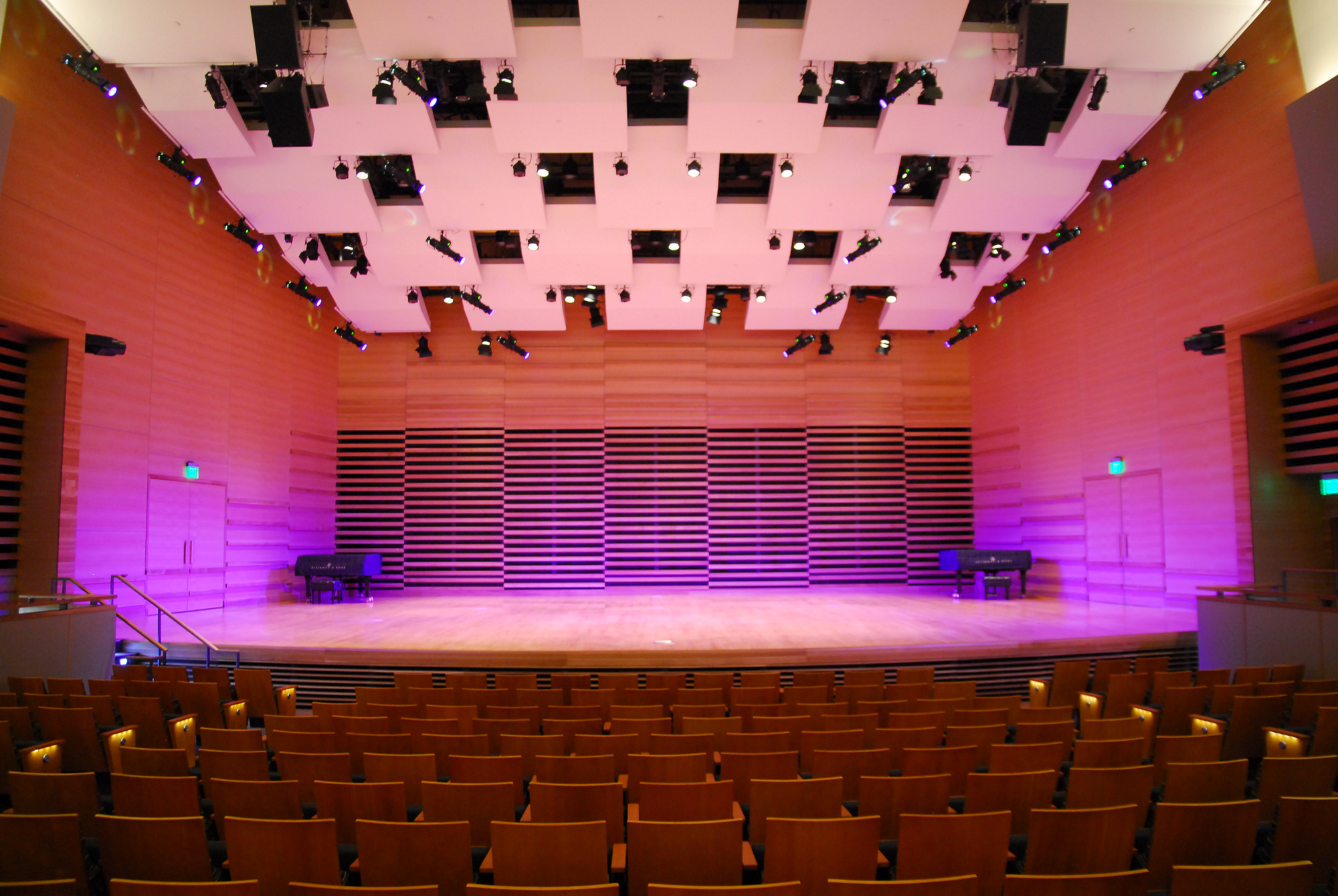 view of the concert hall stage before a performance