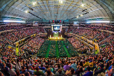 USF Commencement - Photo of a wideangle view of a USF Tampa commencement ceremony from inside the USF Sundome. 
