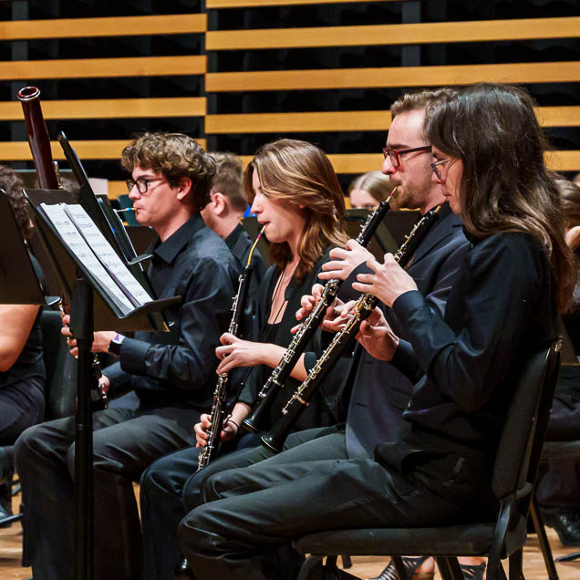 Wind musicians performing