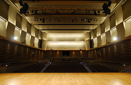 View from Concert Hall stage overlooking audience seating.