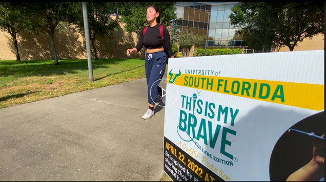 Dance student walking outside