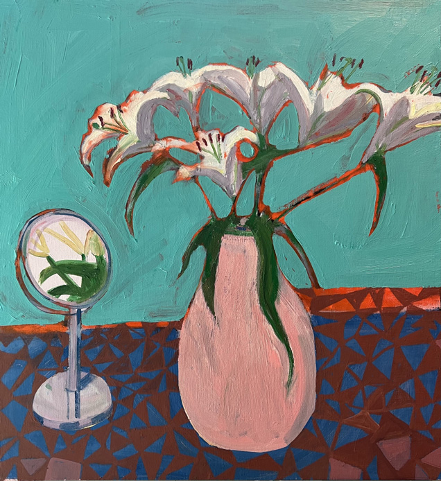 Untitled (Lilies 1), 2022, oil on linen, by Ezra Johnson