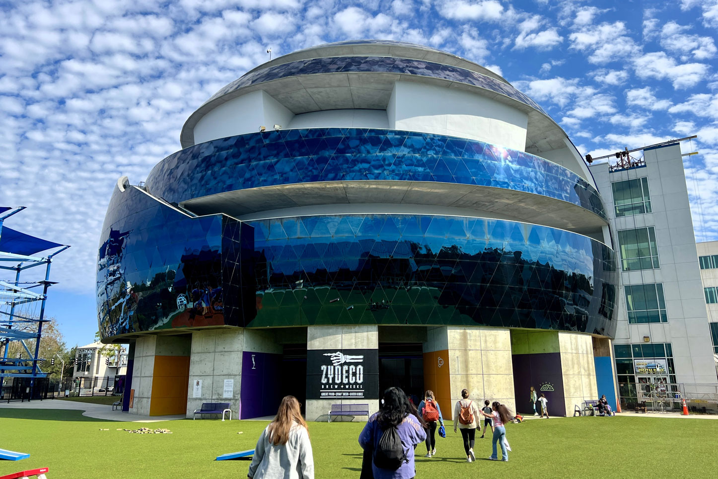 Exterior of the MOSI digital dome planetarium.
