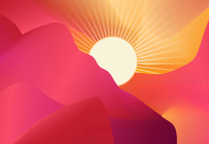 An orange sun in a red sky.