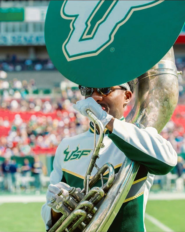 David Washington performs on the Tuba.