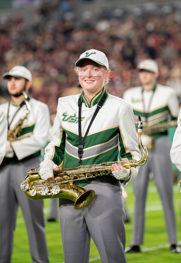Emily Morris smiles on the field.