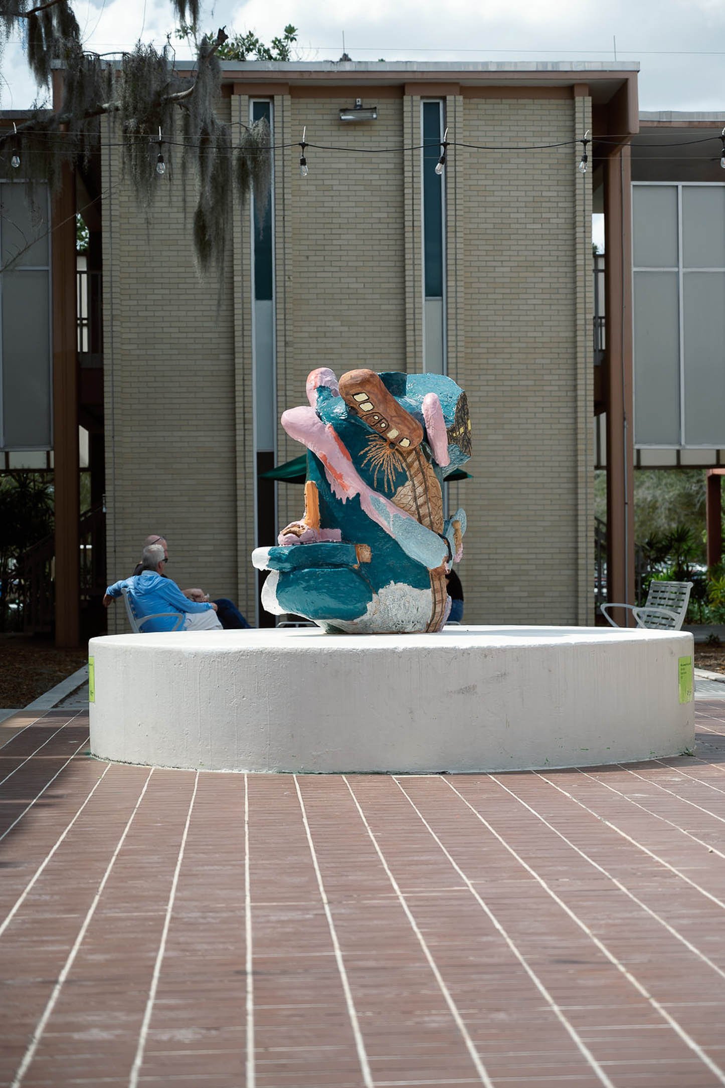 A sculpture on display outside.