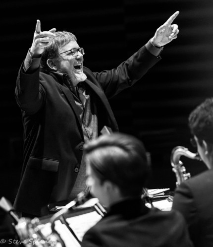 Tom Brantley directing jazz band - Black and White photo