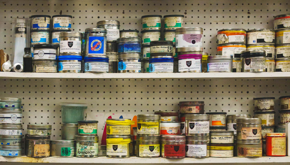 Cans of printing ink