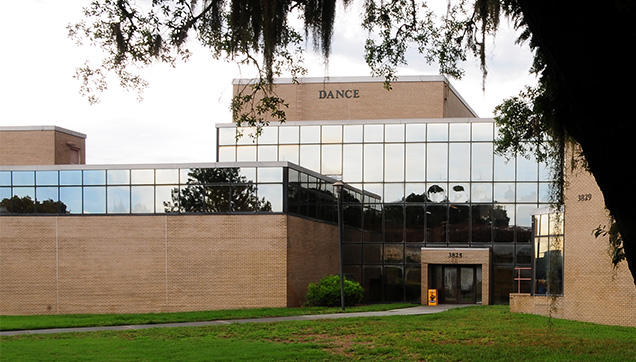 Dance building exterior view. 