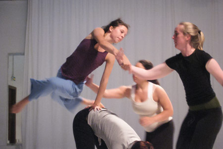 Dance students practicing in a Paris studio.