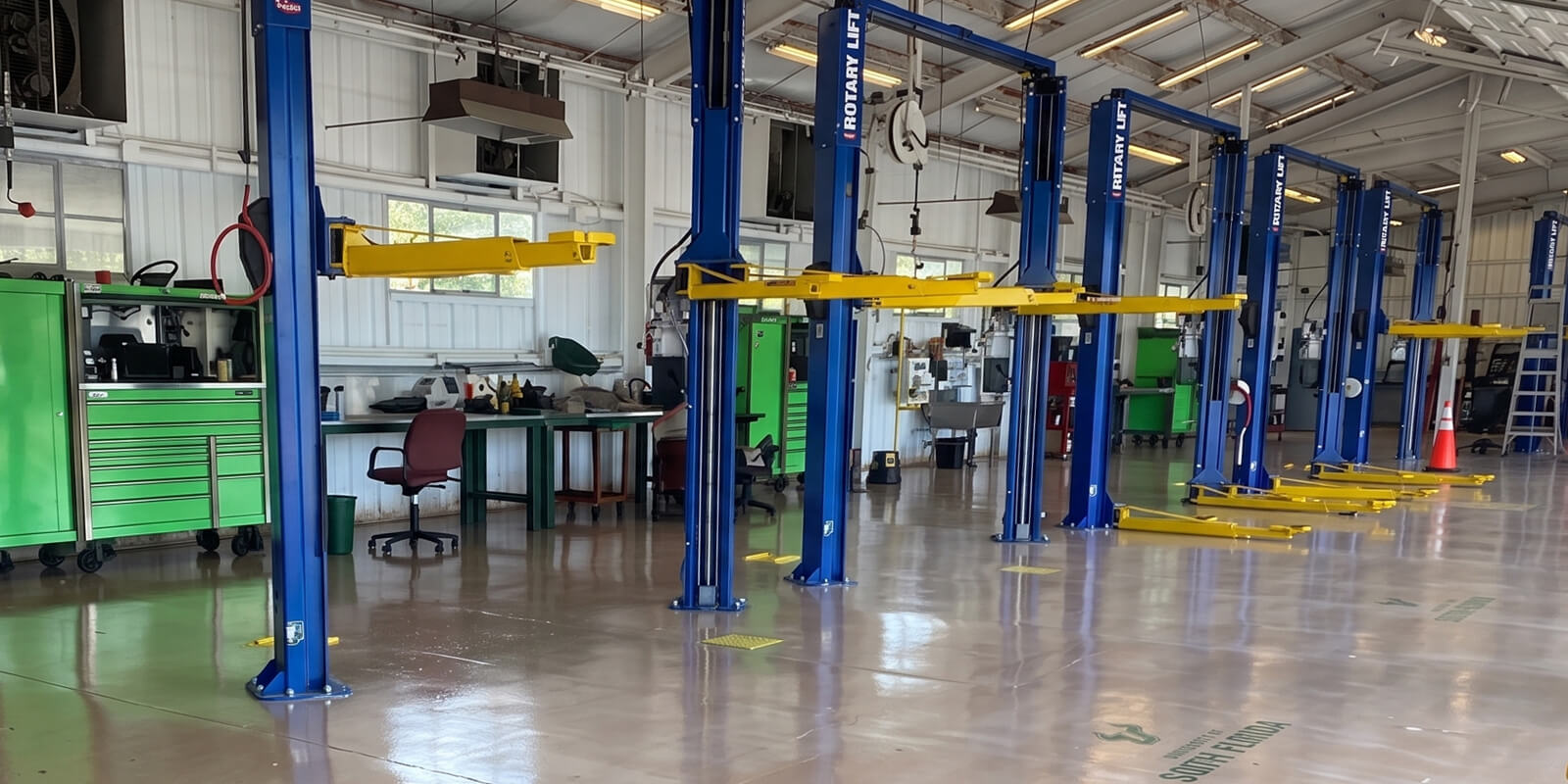 Rotary lifts in the Fleet Services shop