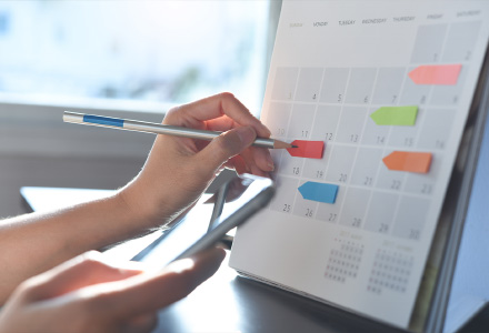 markers on a calendar