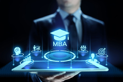 person holding tray with MBA options