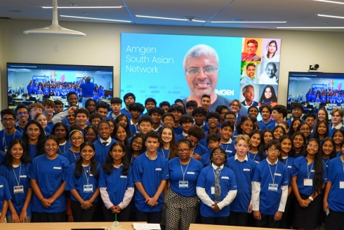 Group photo at Amgen's summer camp