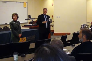 Michael Bowen & USF President Judy Genshaft speaking