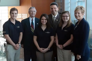 Dick Dutton, Dean Limayem, Joni Jones, & honors students