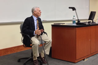 Ron Klein speaks to students