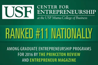 USF Center for Entrepreneurship ranked #11 Nationally