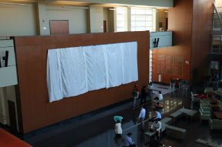 White tarps in Atrium