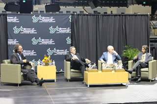 Abe Madkour, Tim Leiweke, Brendan Donohue, and Jeff Wilpon