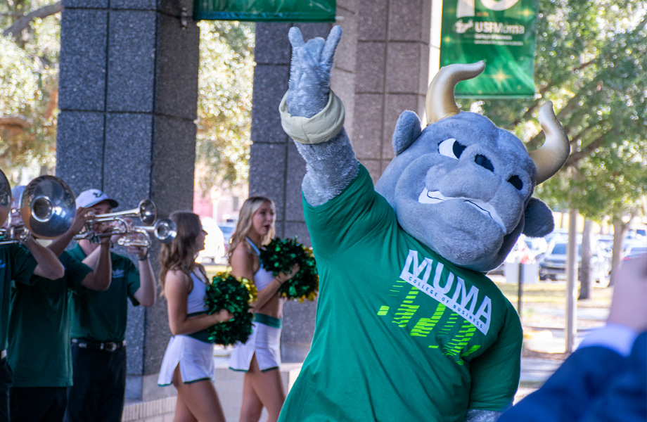Rocky the Bull celebrating