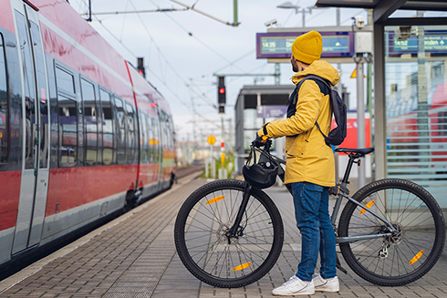 image of commuter on rail service